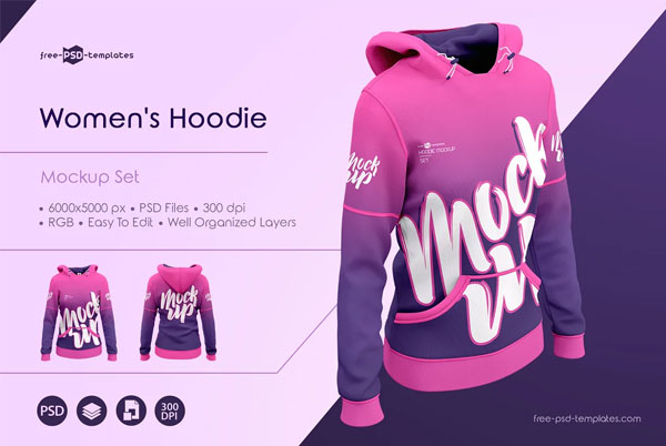 Women`s Hoodie Mockup Set Template
